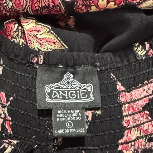 Angie Black and Pink Floral Maxi Dress size Large - Picture 4 of 5